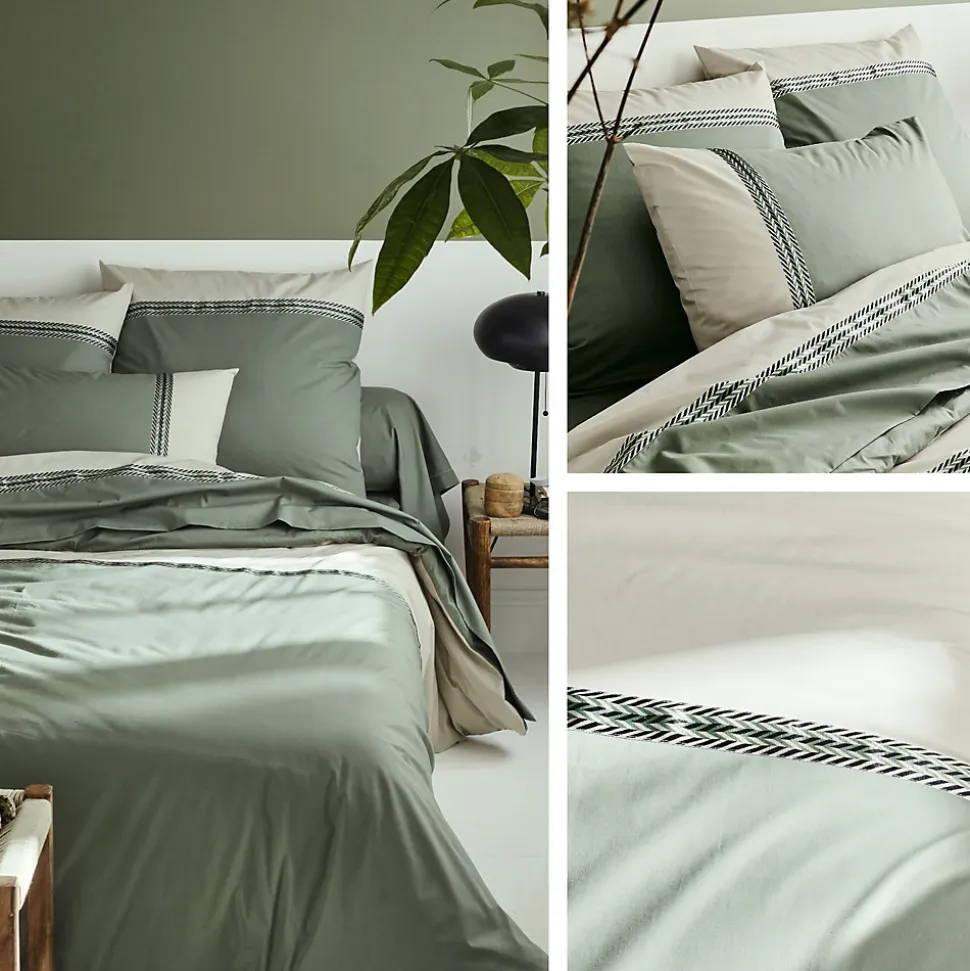 Housse de couette 260x240 cm percale coton NOA vert Kaki