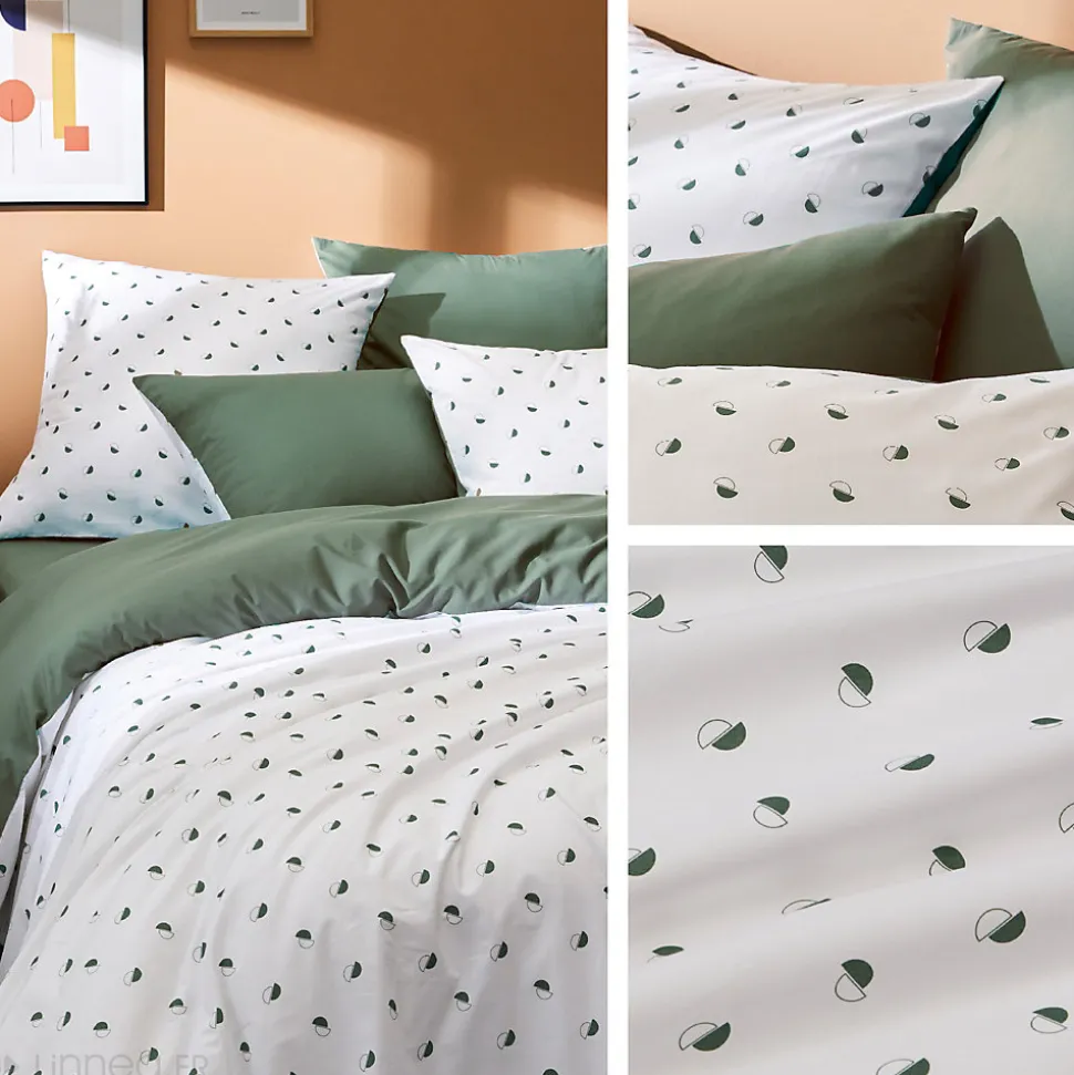 Housse de couette 300x240 cm percale coton ALEX vert Kaki