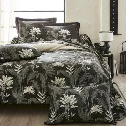 Housse de couette 200x200 cm satin de coton CAYENNE noir Ebène