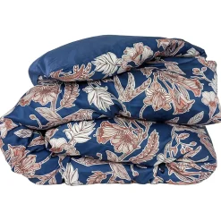 Housse de couette 240x220 cm satin de coton BOTANIC bleu Nuit