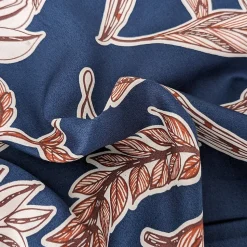 Housse de couette 240x220 cm satin de coton BOTANIC bleu Nuit