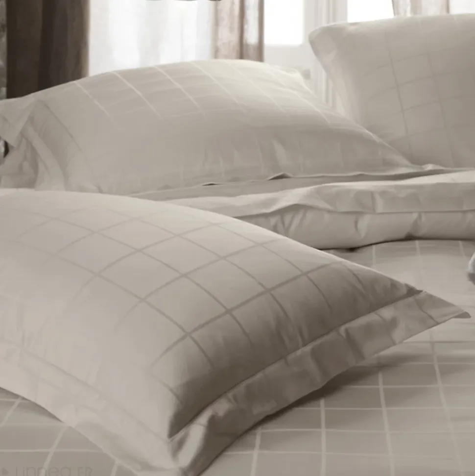 Housse de couette 280x240 cm satin CONCERTO rayures beige Lin