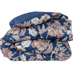 Housse de couette 260x240 cm satin de coton BOTANIC bleu Nuit