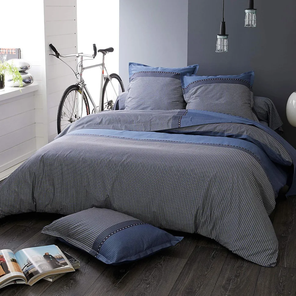 Housse de couette 140x200 cm satin de coton ENZO bleu