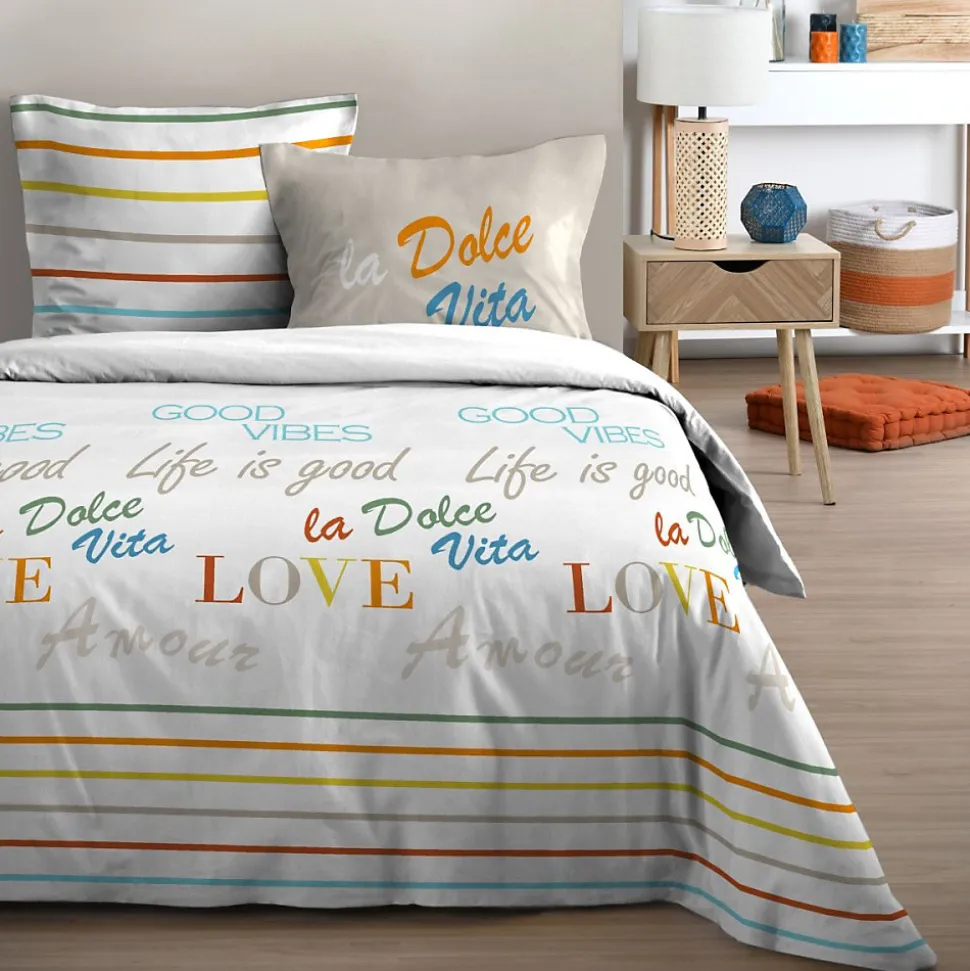 Housse de couette 260x240 DOLCE VITA + 2 taies coton 57 fils