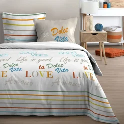 Housse de couette 240x220 DOLCE VITA + 2 taies coton 57 fils