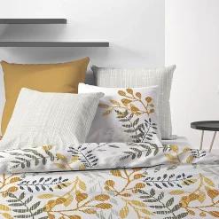 Housse de couette 260x240 Eloa + 2 taies coton bio 57 fils