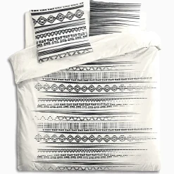 Housse de couette 240x260 Ethnik NB + 2 taies 100% coton 57 fils