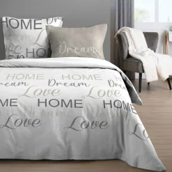 Housse de couette 240x220 HOMELOVE + 2 taies coton 57 fils
