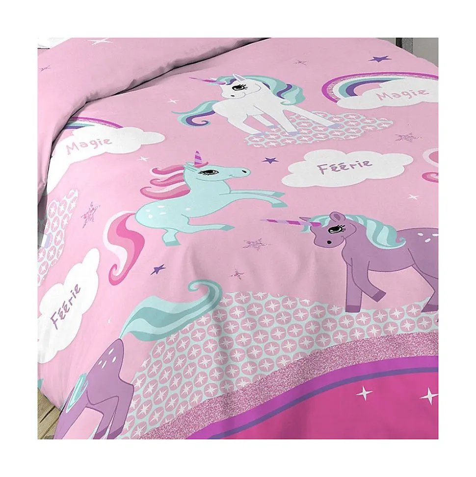 Housse de couette 140x200 Licorne + 1 taie coton