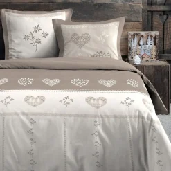 Housse de couette 260x240 MODANE NATUREL + 2 taies coton 57 fils