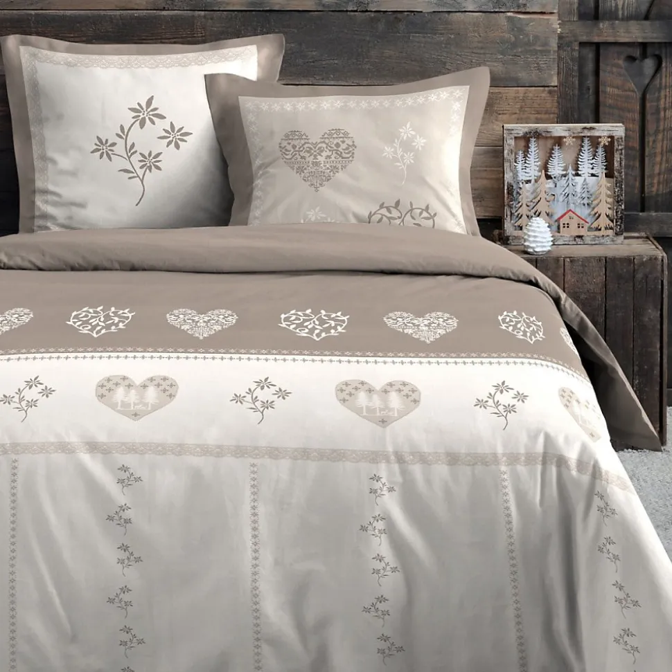 Housse de couette 260x240 MODANE NATUREL + 2 taies coton 57 fils