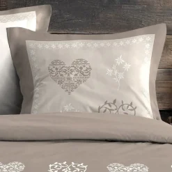 Housse de couette 260x240 MODANE NATUREL + 2 taies coton 57 fils