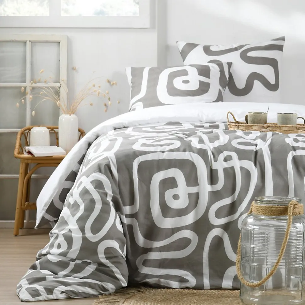 Housse de couette 240x220 PINTO + 2 taies coton 57 fils