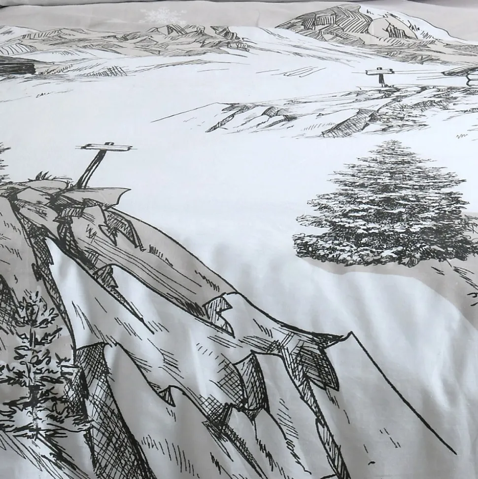 Housse de couette 260x240 REFUGE + 2 taies coton 57 fils