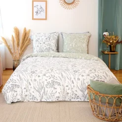 Housse de couette 240x220 Susie Satin + 2 taies 100% coton 78 fils