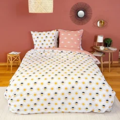 Housse de couette 260x240 TERRAMEA + 2 taies 100% coton adouci 57 fils/cm2