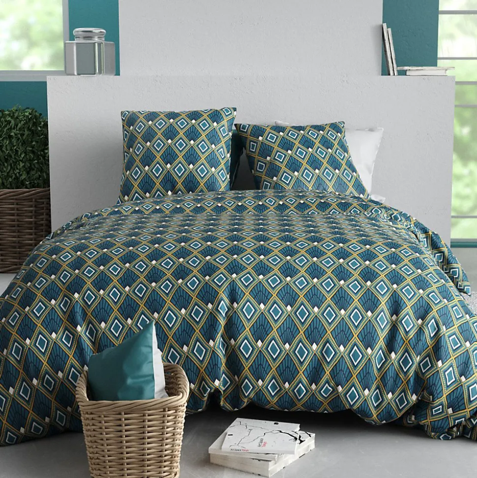 Housse de couette 260x240 TRISKA + 2 taies coton 57 fils