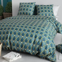 Housse de couette 260x240 TRISKA + 2 taies coton 57 fils