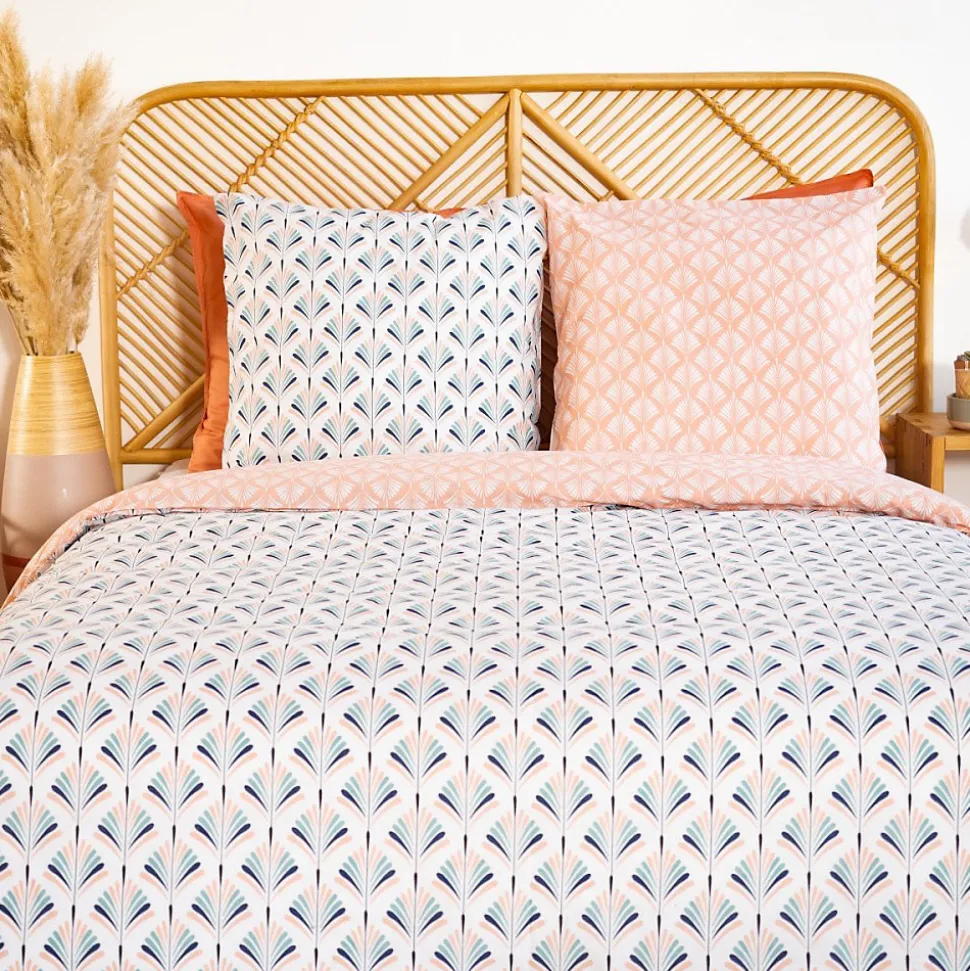 Housse de couette 200x200 VOLEA + 2 taies 100% coton adouci 57 fils/cm2