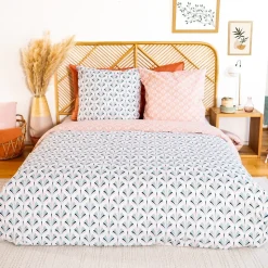 Housse de couette 200x200 VOLEA + 2 taies 100% coton adouci 57 fils/cm2