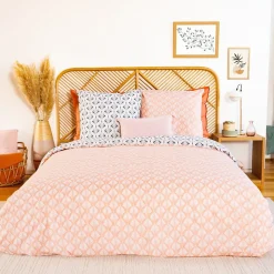 Housse de couette 240x220 VOLEA + 2 taies 100% coton adouci 57 fils/cm2