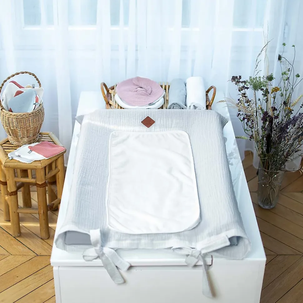 Housse de matelas à langer en gaze de coton Jeanne