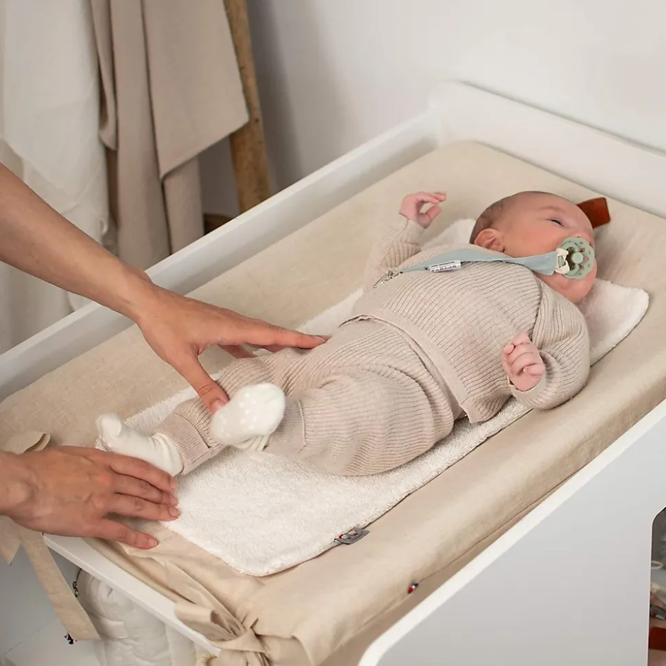 Housse de matelas à langer en Lin Lavé