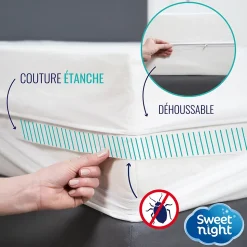 Housse intégrale matelas - Anti-Punaise de lit - Fermeture à glissière - Sans traitement chimique - Ep. Jusqu'à 25 cm
