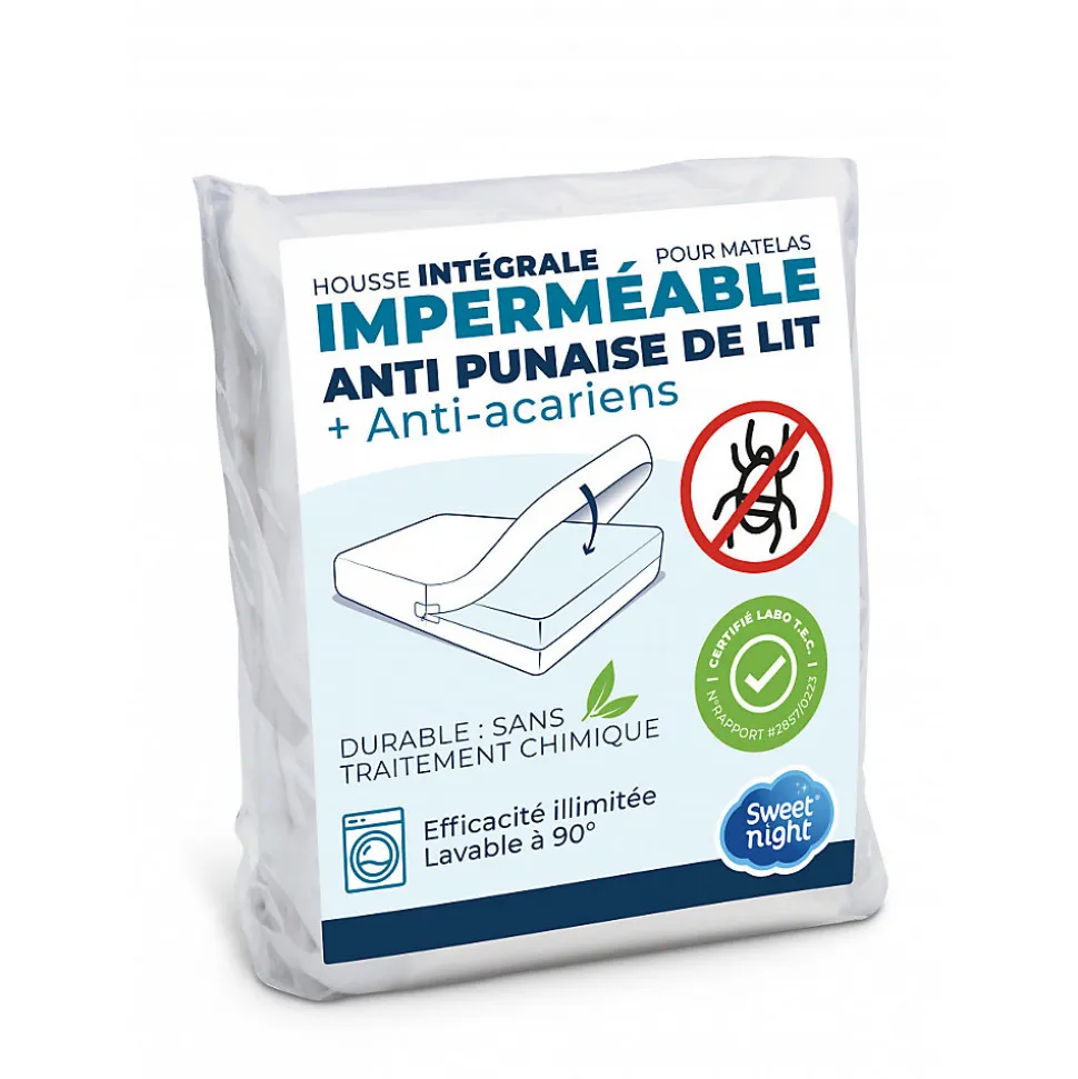 Housse intégrale matelas imperméable - Anti-Punaise de lit et Anti-acariens - Sans traitement chimique - Ep. jusqu'à 30 cm
