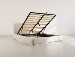 Hugo - lit coffre - 160x200 cm - en velours texturé - Best Mobilier