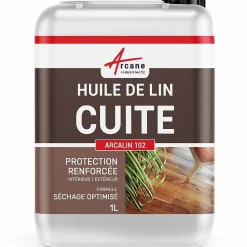 Huile de lin cuite pour entretien des bois, parquets, meubles, terrasse, pierres naturelles - 1 L - ARCANE INDUSTRIES