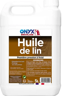 Huile de lin entretien, protection bois, carrelages, tomettes Onyx 5L