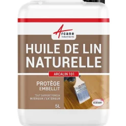 Huile de lin naturelle pour bois intérieur, extérieur, terrasse, parquet, - 5 L - ARCANE INDUSTRIES