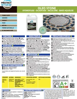 Hydrofuge Travertin & Terrasse - Imperméabilisant Oléofuge Pierre Naturelle, Béton Protection Longue Durée Int/Ext 1L (20m²)