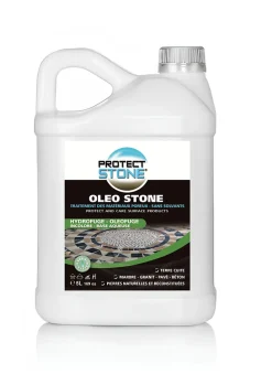 Hydrofuge Travertin & Terrasse - Imperméabilisant Oléofuge Pierre Naturelle, Béton Protection Longue Durée Int/Ext 5L (100m²)
