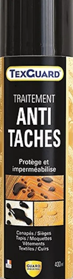 Imperméabilisant Antitache Tissu TEXGUARD aérosol 400ml Aérosols Cuir Velours Hydrofuge Invisible Canapé Tapis Rideau Moquette