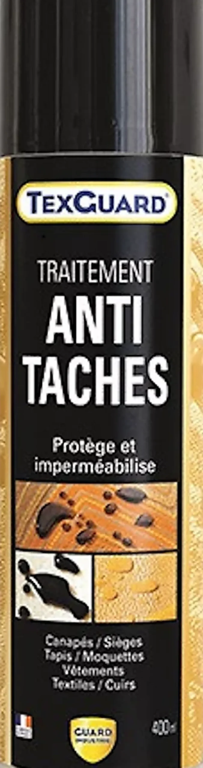 Imperméabilisant Antitache Tissu TEXGUARD aérosol 400ml Aérosols Cuir Velours Hydrofuge Invisible Canapé Tapis Rideau Moquette