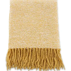 Jeté de canapé à motif chevrons Toby 170x130 cm Jaune et blanc