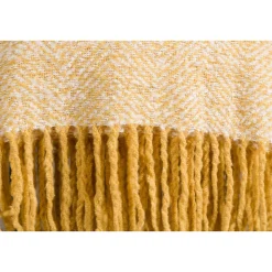 Jeté de canapé à motif chevrons Toby 170x130 cm Jaune et blanc