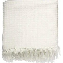 Jeté de canapé en coton gaufré 170x250 cm Ivoire