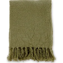 Jeté de canapé en polyester avec pampilles Stanly 170x130 cm Vert