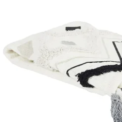 Jeté de canapé ethnique tufté noir 130x150 cm