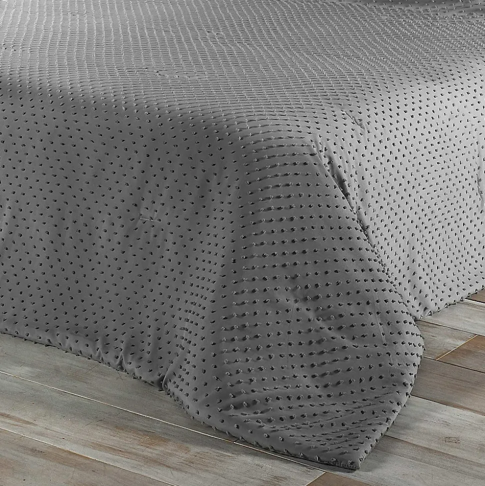 Jeté de lit à petits pompons (250x260 cm - Gris clair)