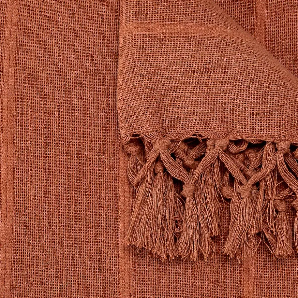 Jeté de lit Anjali 220x160 terracotta en coton - Atmosphera