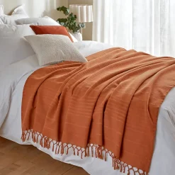 Jeté de lit Anjali 220x160 terracotta en coton - Atmosphera