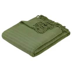 Jeté de lit Anjali 220x160 vert kaki en coton - Atmosphera