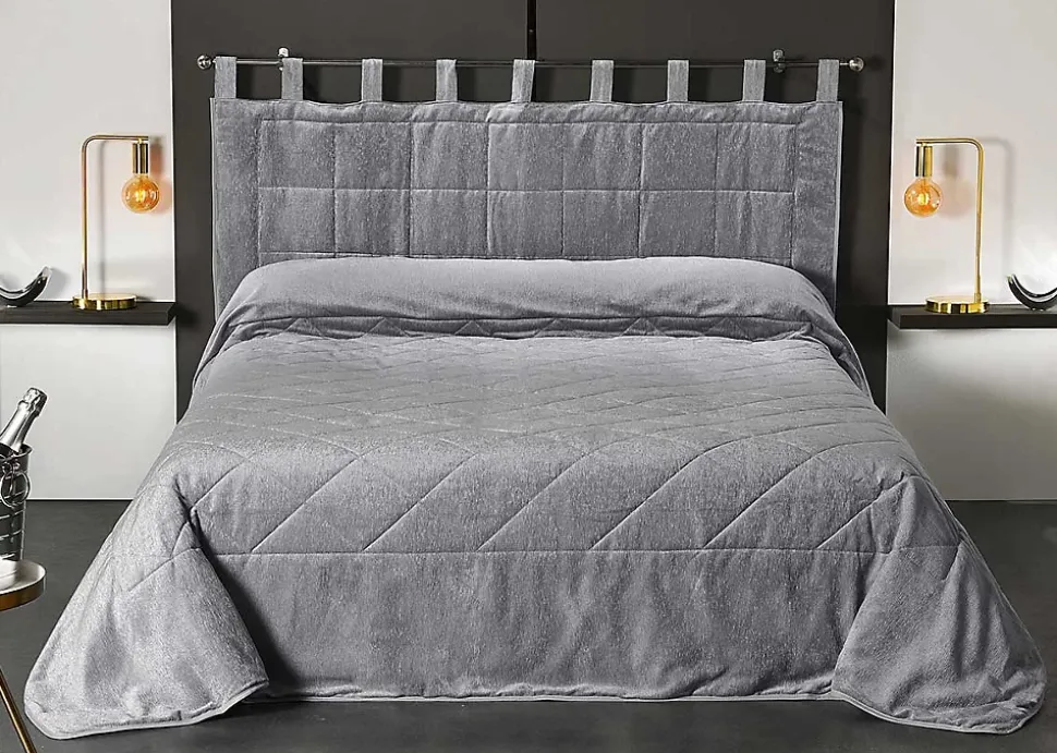 Jeté de lit aspect velours (180x240 cm - Gris clair)