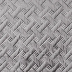 Jeté de lit aux formes géométriques surpiquées (230x250 cm - Gris clair)