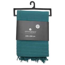 Jeté de lit en coton - bleu canard 230x250 cm - Atmosphera